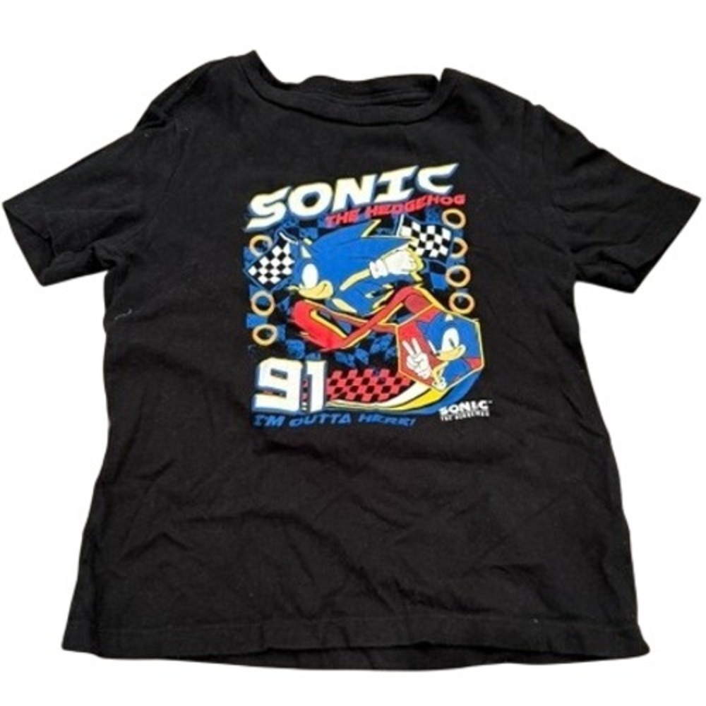 Old Navy Sonic the Hedgehog Boys Graphic T-Shirt Black Size S 6-7 Sega Gamer Tee